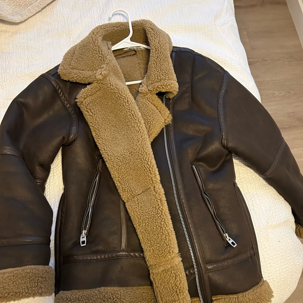 Brown Shearling Aviator Jacket